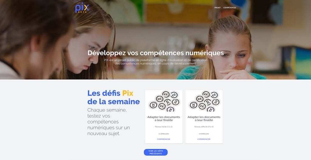 Pix accueil plateforme evaluation competences numeriques